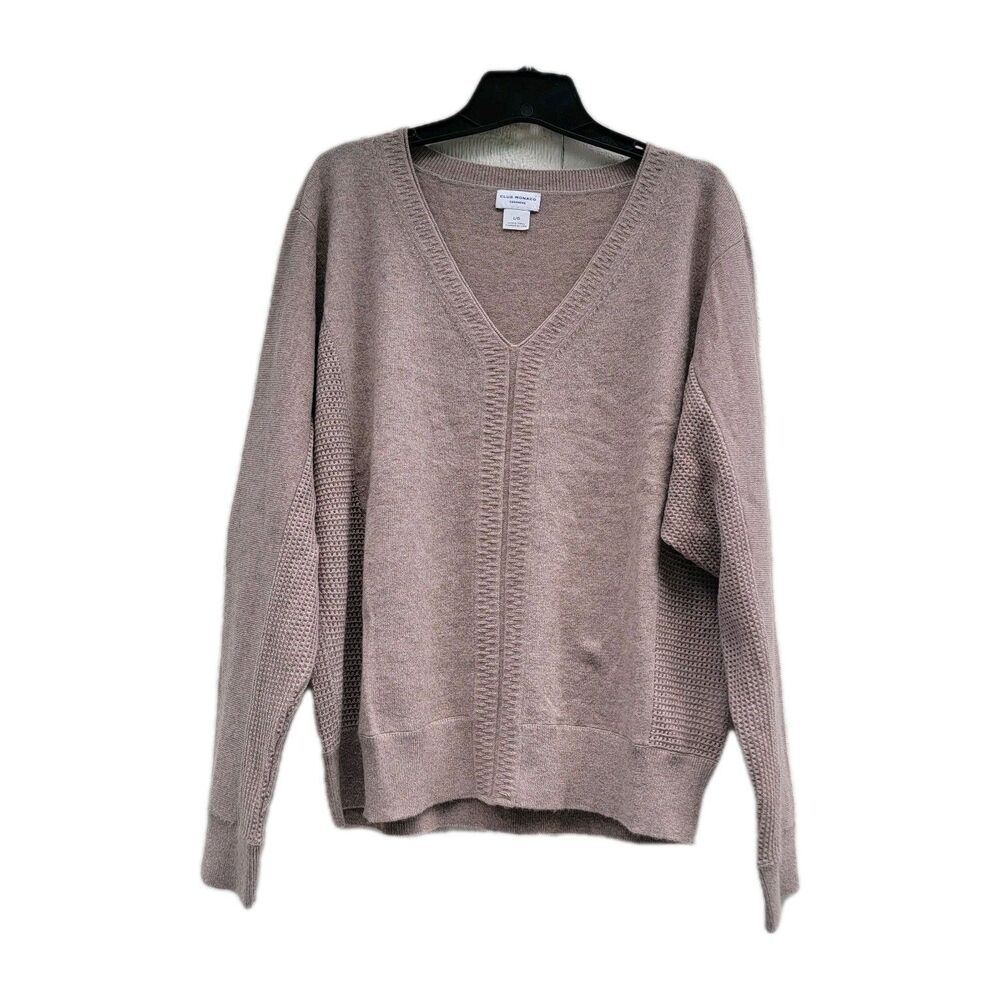 Club Monaco Camel Tan 100% Cashmere V-Neck Sweater Women’s Sz Large